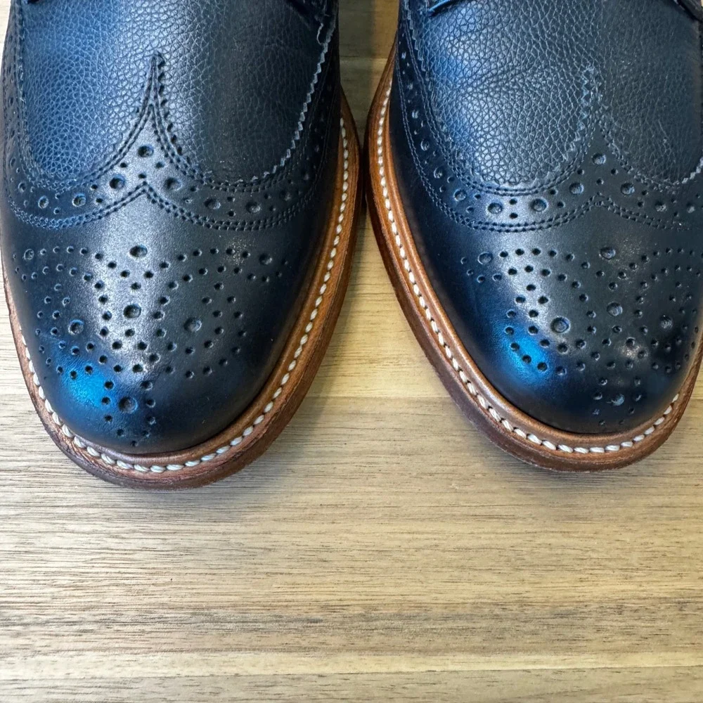 Florsheim Limited Men 8 D Black Pebbled Leather Wingtip Brogue Oxford Dress Shoe